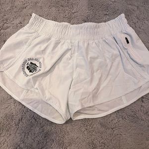 NCA varsity white athletic shorts